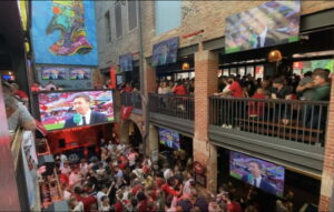 fans watch liverpool in huge bar