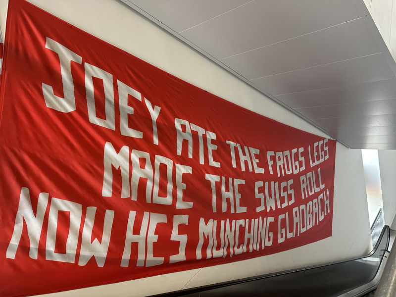 joey ate the frogs legs banner inside anfield