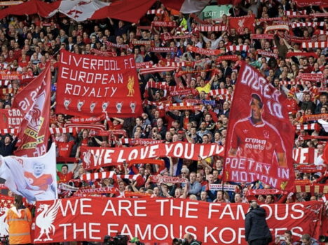 kop close up lots of flags and banners