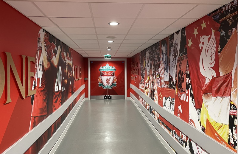 liverpool fc anfield tunnel before going out to pitch