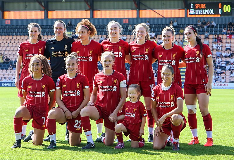 liverpool fc women team line up before tottenham game in 2019