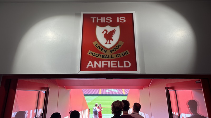 this is anfield sign above player tunnel