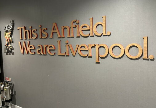 this is anfield we are liverpool sign in the stadium